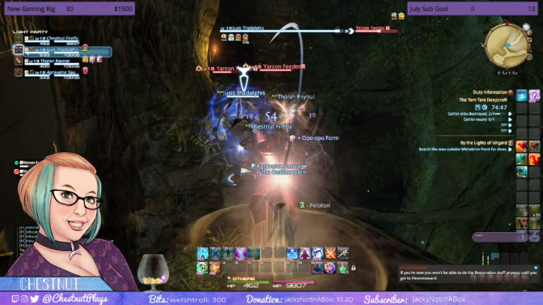 Screenshot of Chestnut Foxx Twitch page playing Final Fantasy XIV